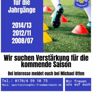 Probetraining beim SV Frömmersbach – Wir suchen DICH!