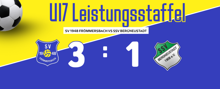 Ergebnisanzeige des Spiels zwischen SV 1948 Frömmersbach und SSV Bergneustadt mit einem Endstand von 3:1.