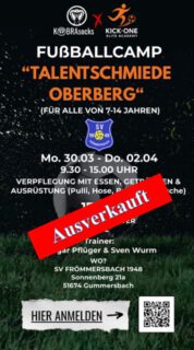 Camp &bdquo;Talentschmiede Oberberg&ldquo; ausverkauft!!!