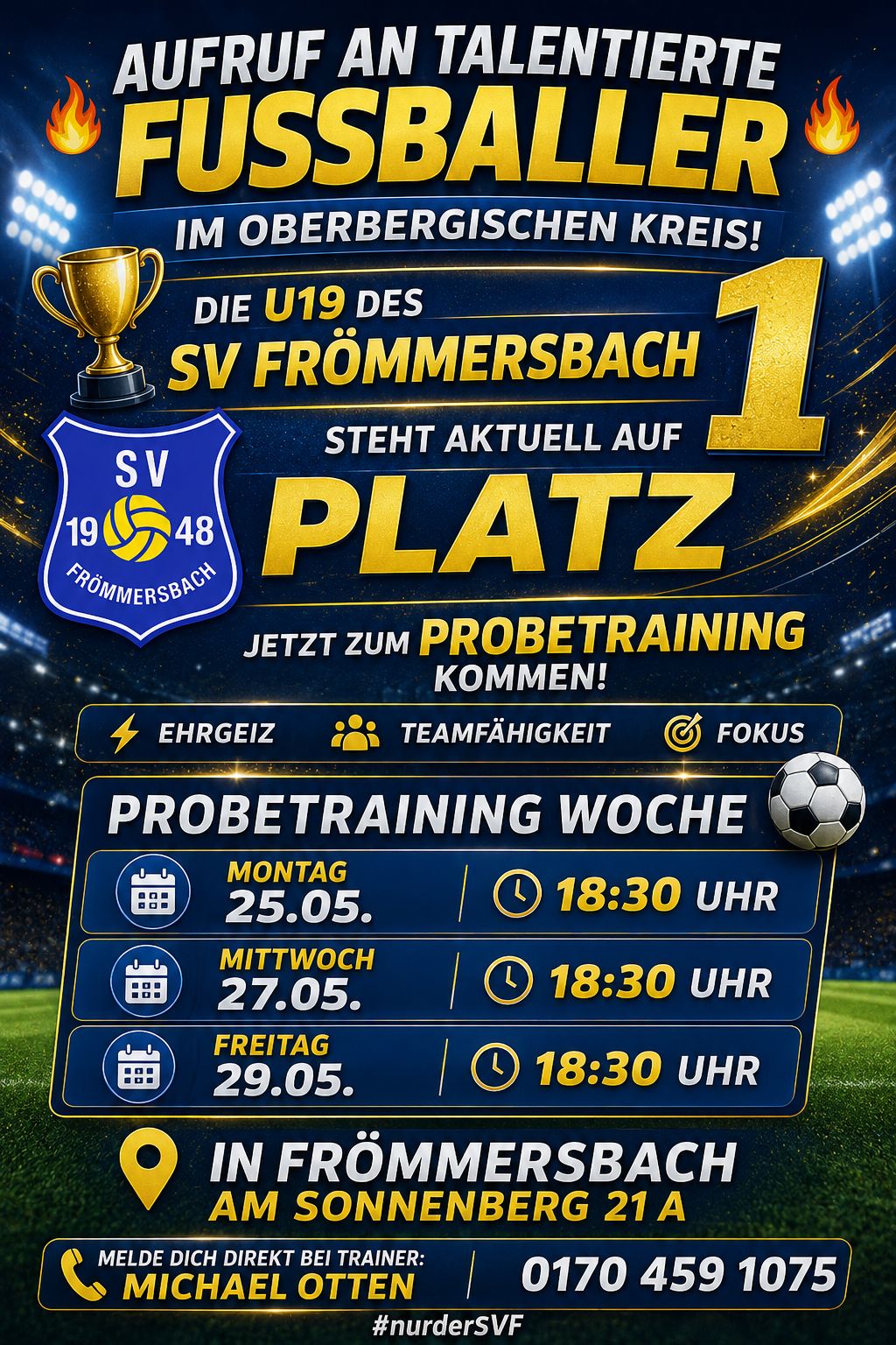 U19 Probetraining SV 1948 Frömmersbach