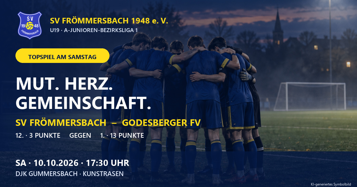 U19 des SV Frömmersbach vor dem Topspiel gegen den Godesberger FV – KI-generiertes Symbolbild